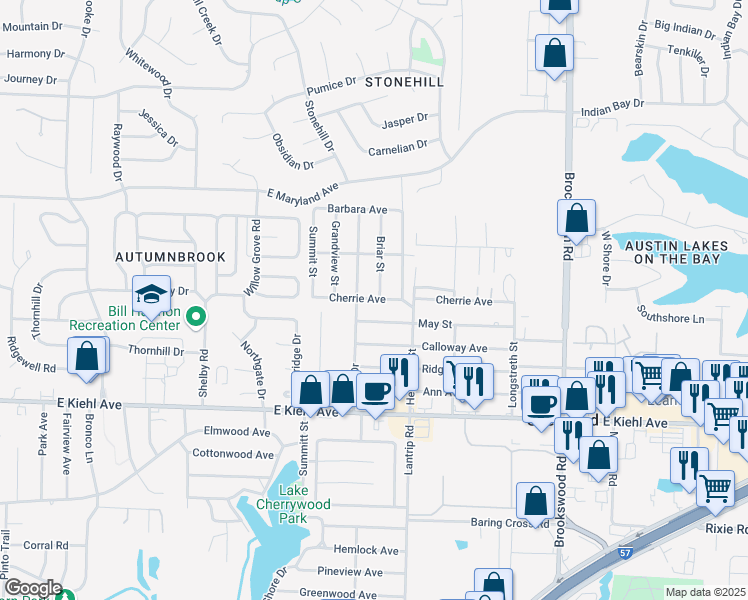 map of restaurants, bars, coffee shops, grocery stores, and more near 214 Cherrie Avenue in Sherwood