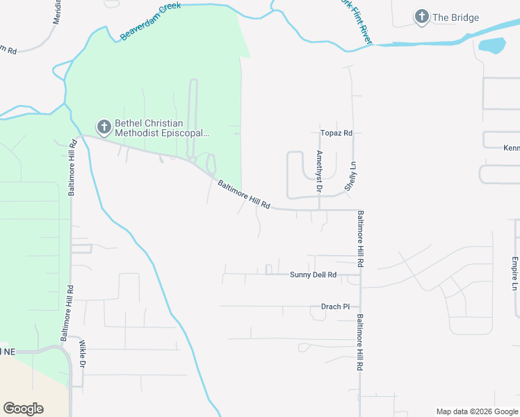 map of restaurants, bars, coffee shops, grocery stores, and more near 713 Baltimore Hill Road in Huntsville