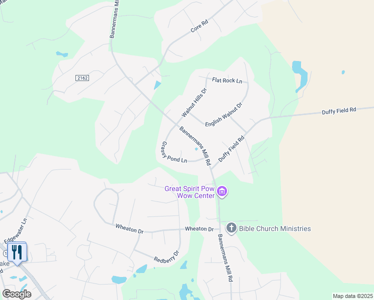 map of restaurants, bars, coffee shops, grocery stores, and more near 102 Grassy Pond Lane in Richlands