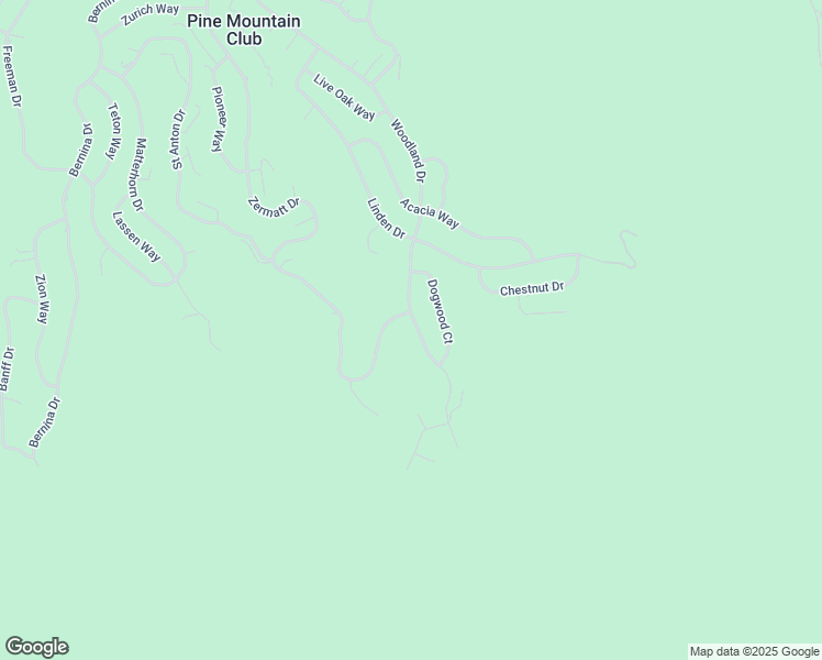 map of restaurants, bars, coffee shops, grocery stores, and more near 1509 Woodland Drive in Pine Mountain Club