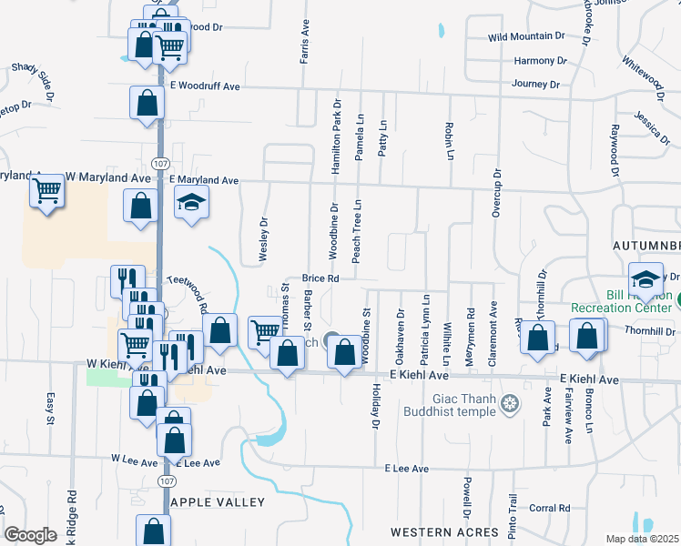 map of restaurants, bars, coffee shops, grocery stores, and more near 9024 Woodbine Street in Sherwood