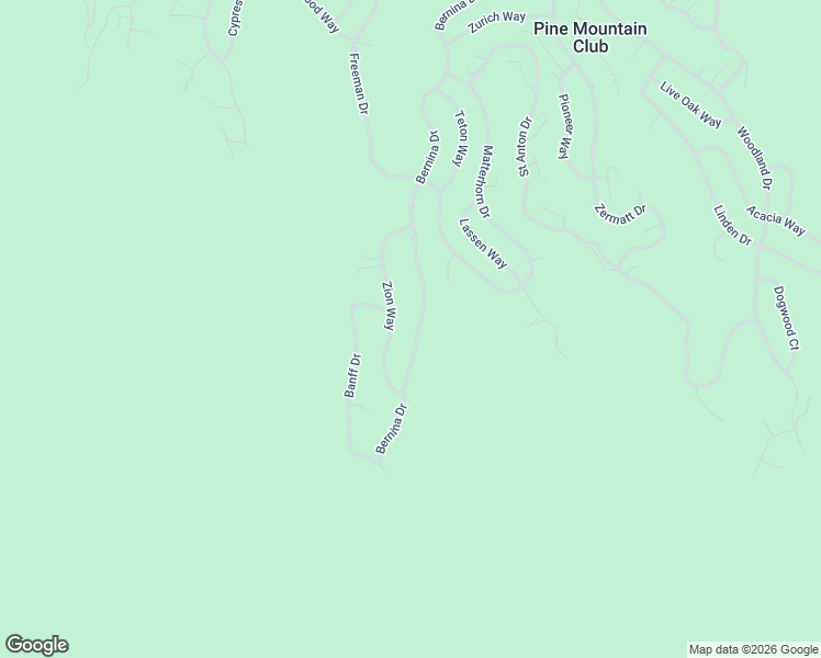 map of restaurants, bars, coffee shops, grocery stores, and more near 1521 Bernina Drive in Pine Mountain Club