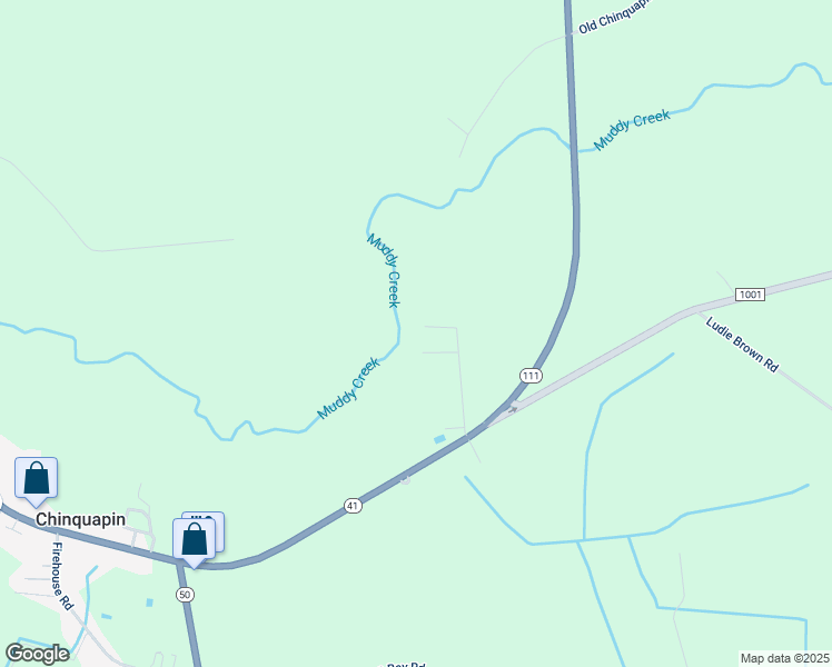 map of restaurants, bars, coffee shops, grocery stores, and more near 2490 North Carolina 41 in Chinquapin