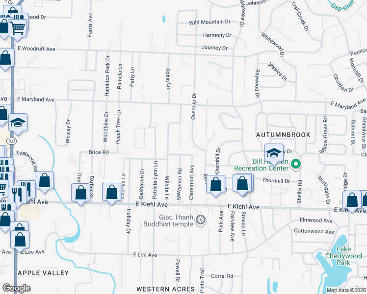 map of restaurants, bars, coffee shops, grocery stores, and more near 3508 Brundle Court in Sherwood