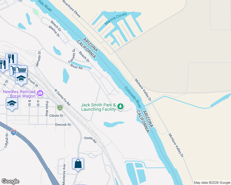 map of restaurants, bars, coffee shops, grocery stores, and more near in Havasu Lake