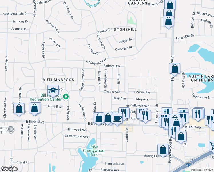 map of restaurants, bars, coffee shops, grocery stores, and more near 513 Grandview Street in Sherwood