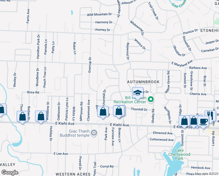 map of restaurants, bars, coffee shops, grocery stores, and more near 42 Thornhill Drive in Sherwood