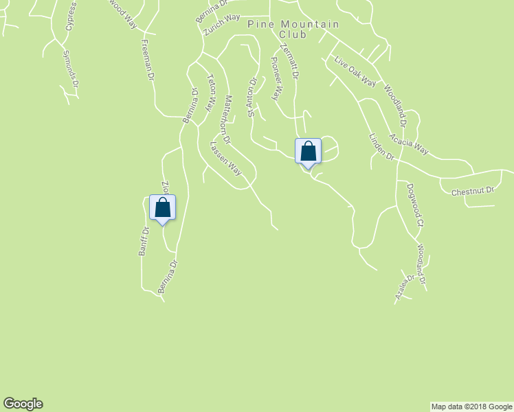 map of restaurants, bars, coffee shops, grocery stores, and more near 1515 Lassen Way in Pine Mountain Club