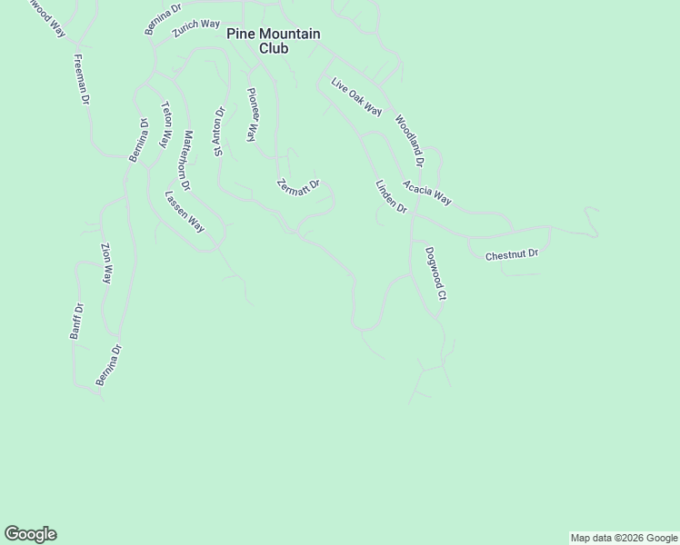 map of restaurants, bars, coffee shops, grocery stores, and more near 1513 Zermatt Drive in Pine Mountain Club