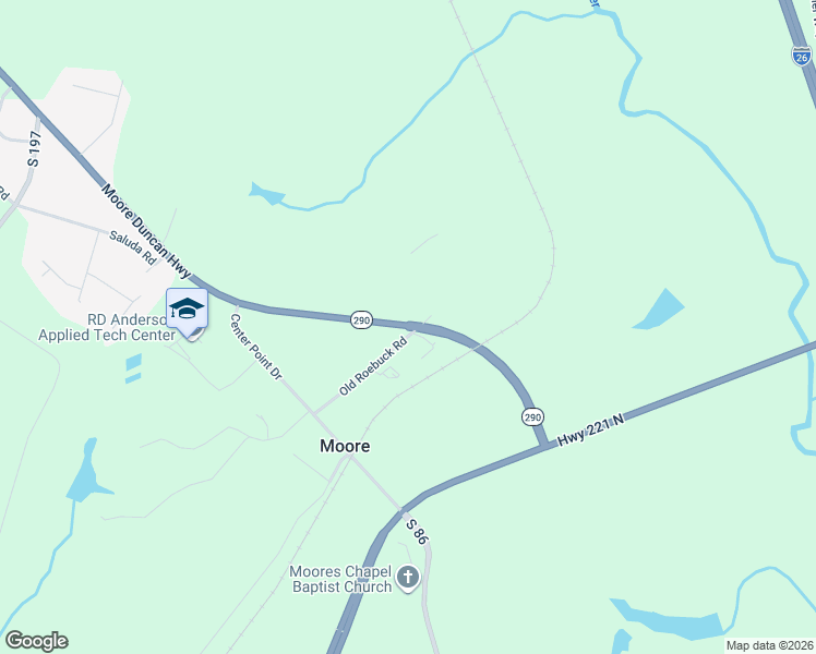 map of restaurants, bars, coffee shops, grocery stores, and more near South Carolina 290 in Moore