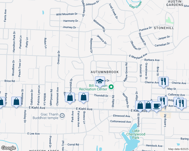 map of restaurants, bars, coffee shops, grocery stores, and more near 905 Autumnbrook Circle in Sherwood