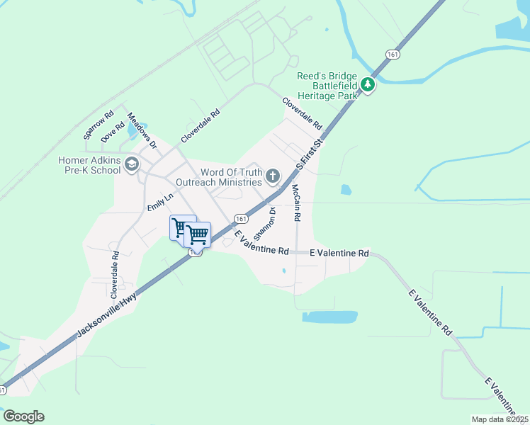 map of restaurants, bars, coffee shops, grocery stores, and more near 10002 Shannon Drive in Jacksonville