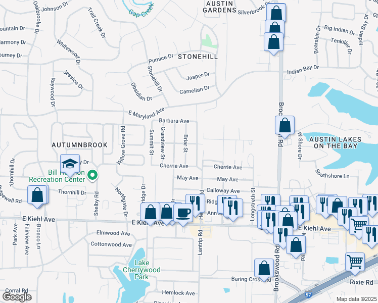 map of restaurants, bars, coffee shops, grocery stores, and more near 512 Briar Street in Sherwood