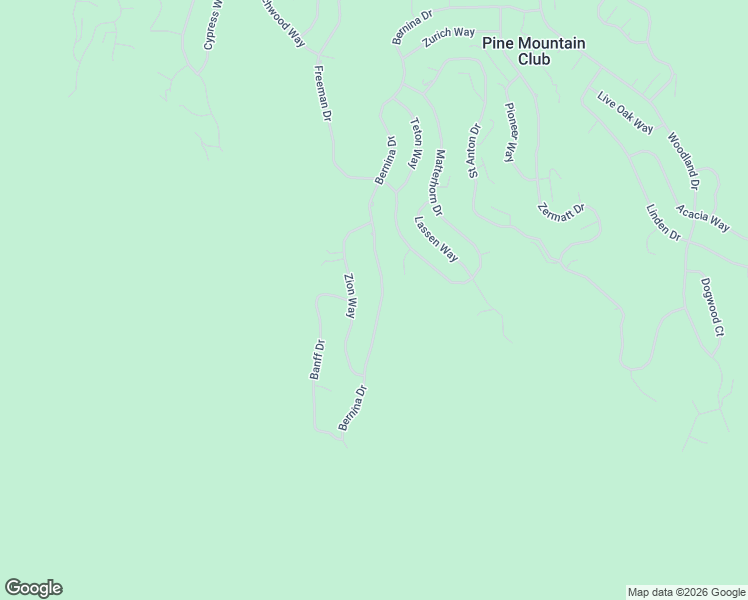 map of restaurants, bars, coffee shops, grocery stores, and more near 1601 Bernina Drive in Pine Mountain Club