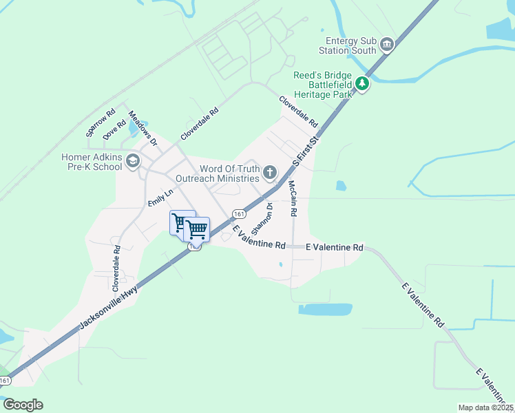 map of restaurants, bars, coffee shops, grocery stores, and more near 10002 Shannon Drive in Jacksonville