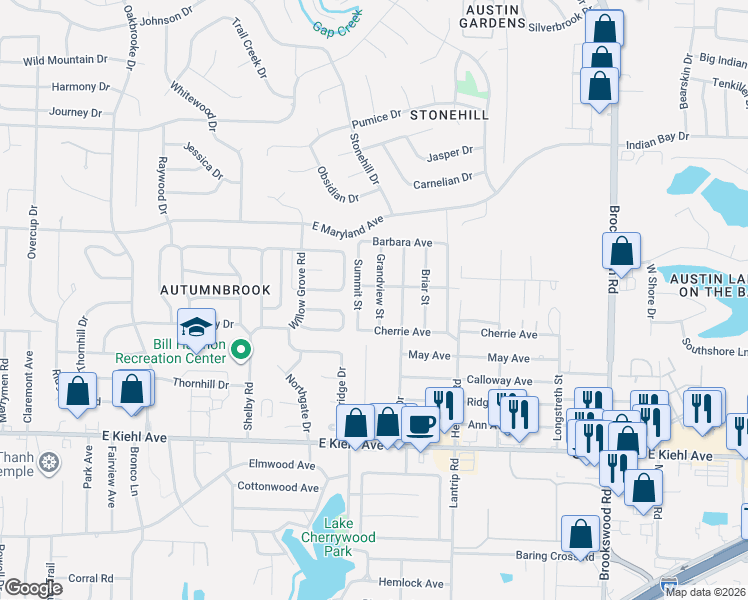 map of restaurants, bars, coffee shops, grocery stores, and more near 513 Grandview Street in Sherwood