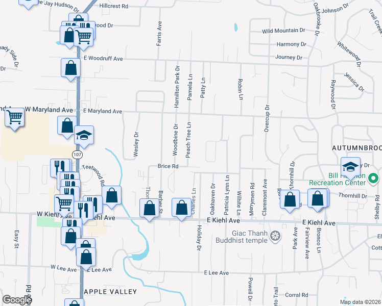 map of restaurants, bars, coffee shops, grocery stores, and more near 12231 Maryland Place in Sherwood