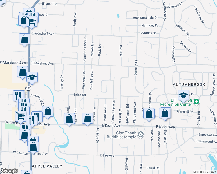 map of restaurants, bars, coffee shops, grocery stores, and more near 12031 Maryland Place in Sherwood