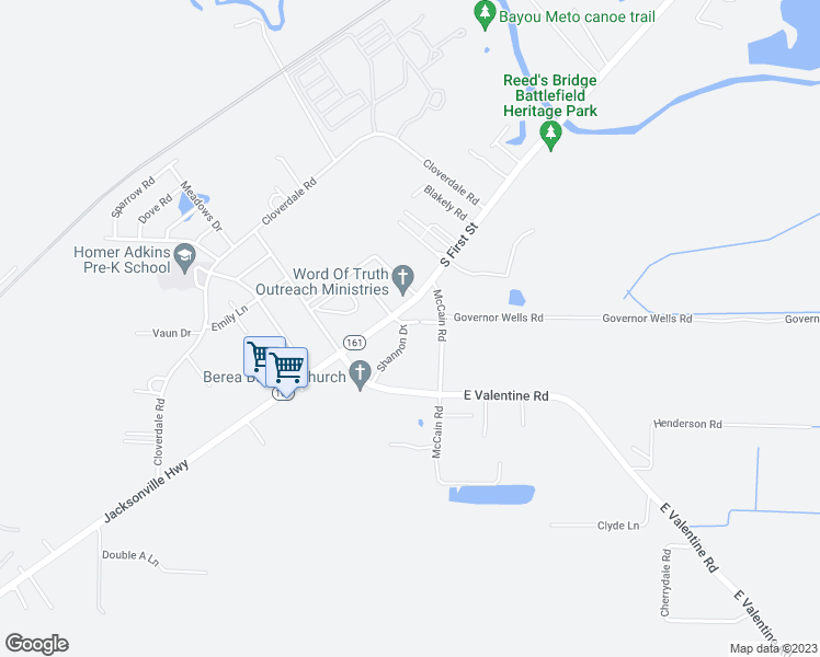 map of restaurants, bars, coffee shops, grocery stores, and more near 10003 Shannon Drive in Jacksonville