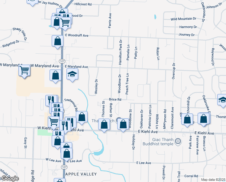 map of restaurants, bars, coffee shops, grocery stores, and more near 9008 Barber Street in Sherwood