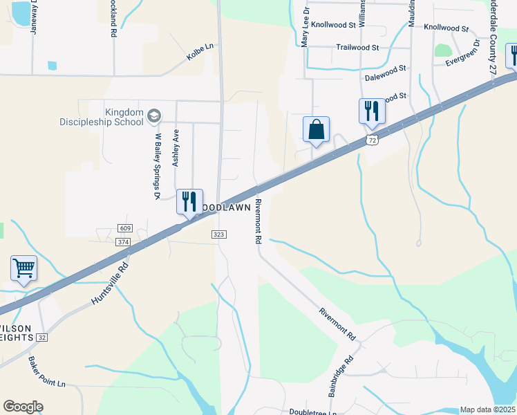 map of restaurants, bars, coffee shops, grocery stores, and more near 118 Rivermont Road in Florence