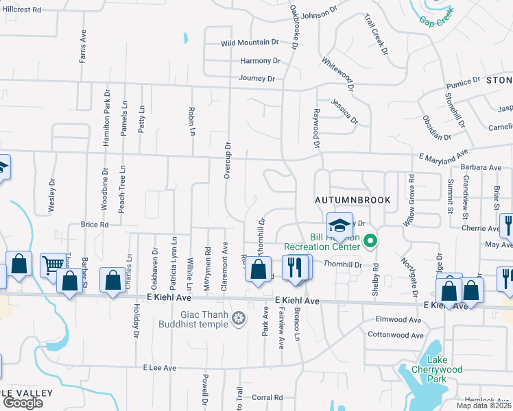 map of restaurants, bars, coffee shops, grocery stores, and more near 62 Ridgewell Road in Sherwood