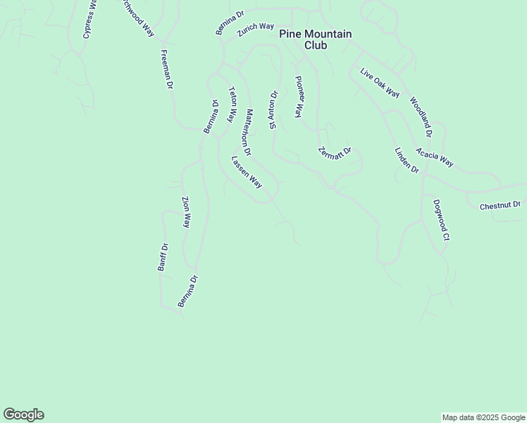 map of restaurants, bars, coffee shops, grocery stores, and more near 1613 Freeman Drive in Pine Mountain Club