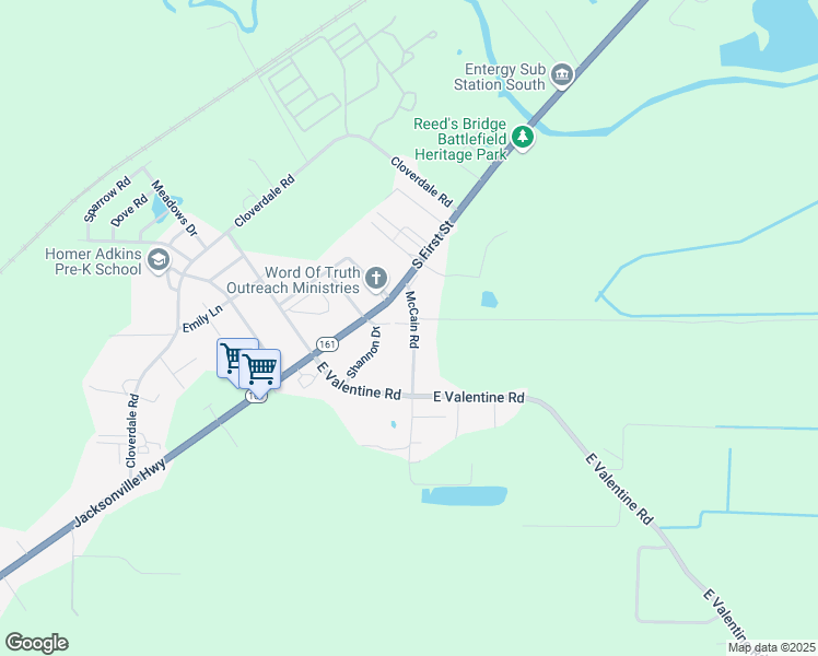 map of restaurants, bars, coffee shops, grocery stores, and more near 9004 McCain Road in Jacksonville