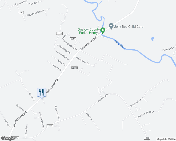 map of restaurants, bars, coffee shops, grocery stores, and more near 403 Chancery Court in Jacksonville