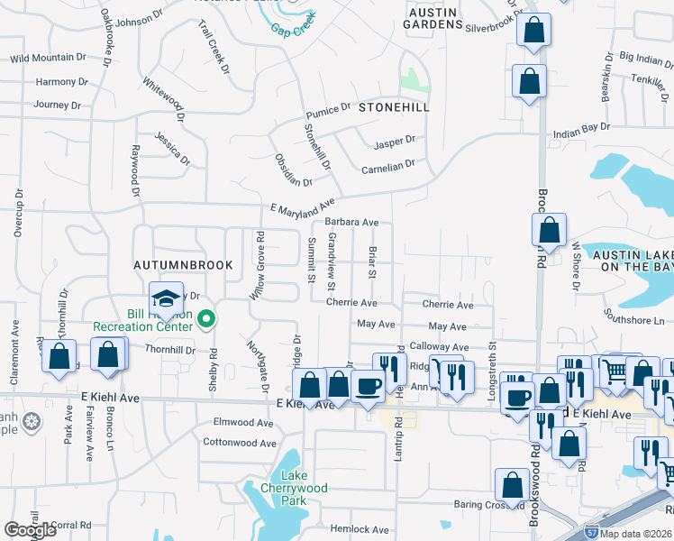 map of restaurants, bars, coffee shops, grocery stores, and more near 513 Grandview St in Sherwood