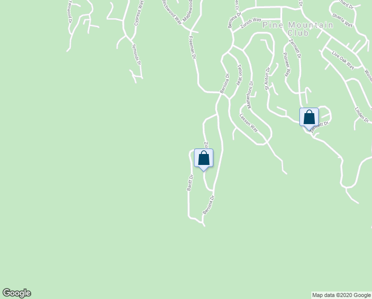 map of restaurants, bars, coffee shops, grocery stores, and more near 1609 Banff Drive in Frazier Park