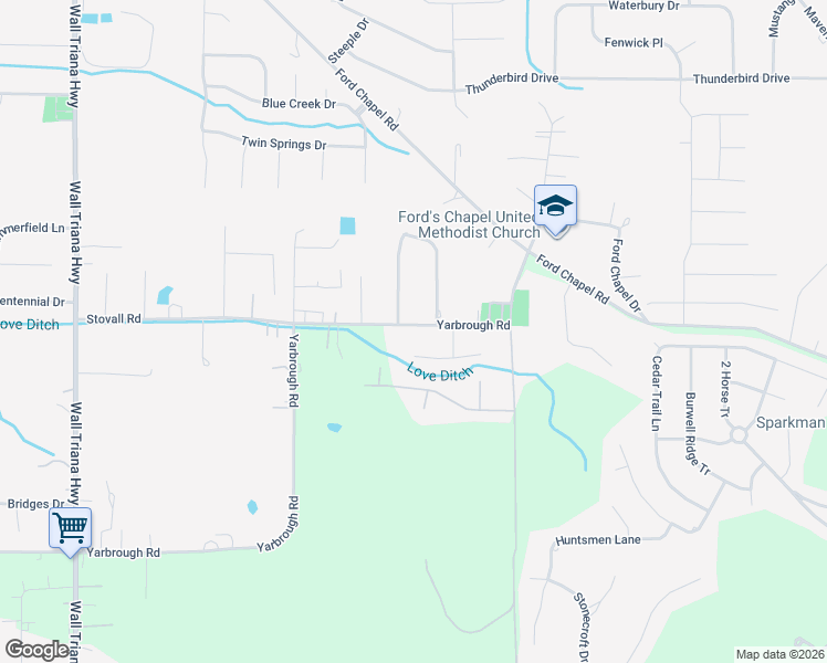 map of restaurants, bars, coffee shops, grocery stores, and more near 266 Yarbrough Road in Harvest