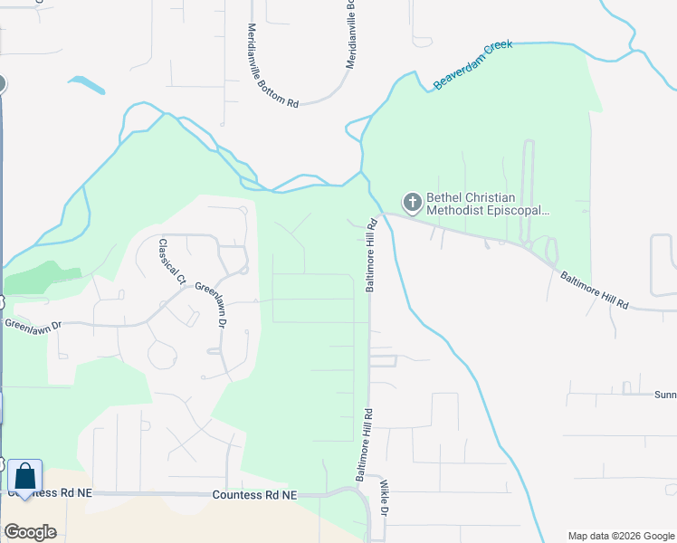 map of restaurants, bars, coffee shops, grocery stores, and more near 325 Baltimore Hill Road in Meridianville