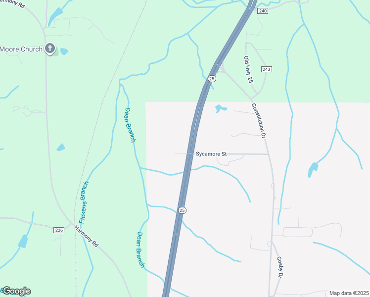 map of restaurants, bars, coffee shops, grocery stores, and more near Sycamore Street in Iuka