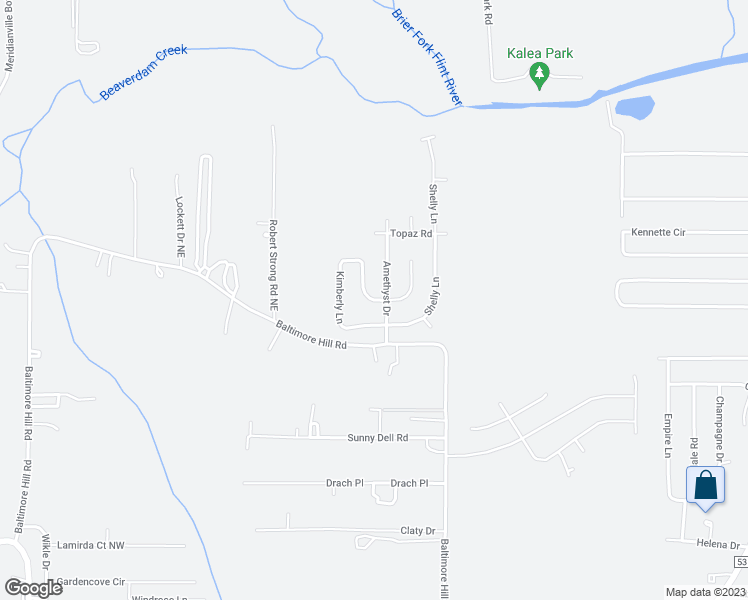 map of restaurants, bars, coffee shops, grocery stores, and more near 126 Kimberly Lane in Huntsville