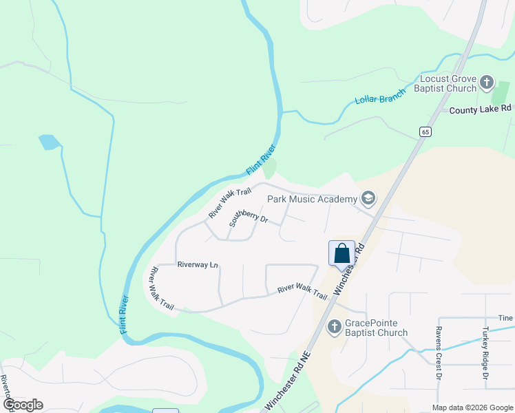 map of restaurants, bars, coffee shops, grocery stores, and more near 138 River Walk Trail in New Market