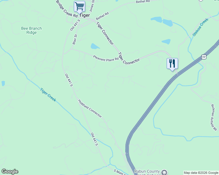 map of restaurants, bars, coffee shops, grocery stores, and more near 162 Lauren Lane in Tiger