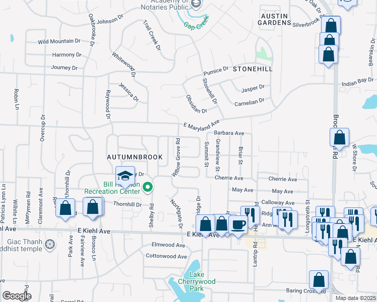 map of restaurants, bars, coffee shops, grocery stores, and more near 133 Plumdale Drive in Sherwood