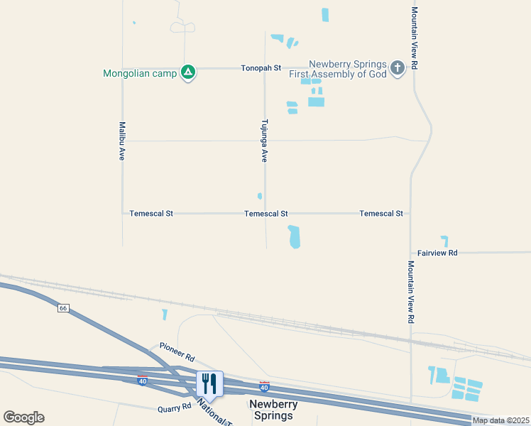 map of restaurants, bars, coffee shops, grocery stores, and more near Tujunga Avenue in Newberry Springs