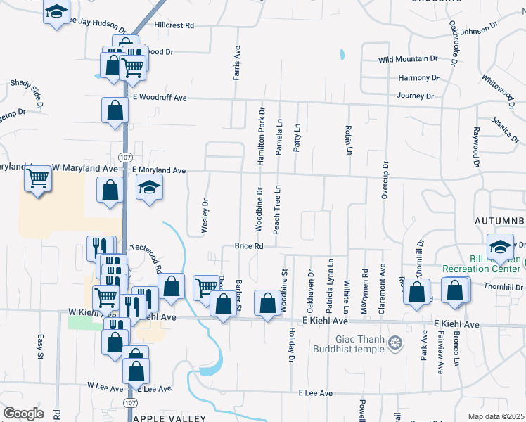map of restaurants, bars, coffee shops, grocery stores, and more near 9124 Woodbine Drive in Sherwood