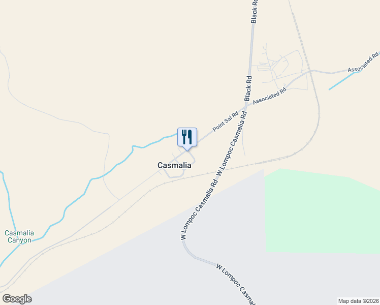 map of restaurants, bars, coffee shops, grocery stores, and more near 3340 Point Sal Road in Casmalia