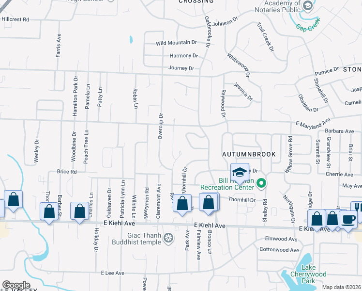 map of restaurants, bars, coffee shops, grocery stores, and more near 17 Post Oak Loop in Sherwood