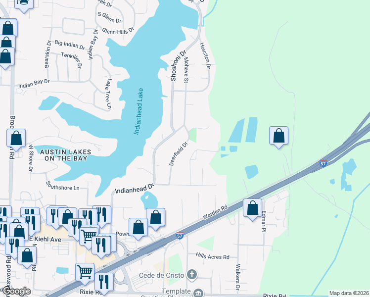 map of restaurants, bars, coffee shops, grocery stores, and more near 25 Deerfield Drive in Sherwood