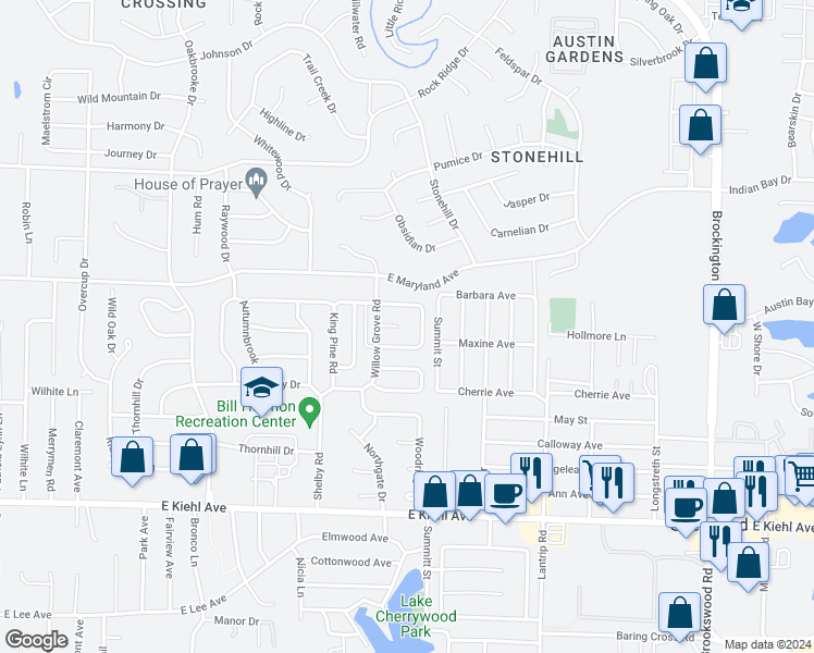 map of restaurants, bars, coffee shops, grocery stores, and more near 110 Willow Grove Court in Sherwood
