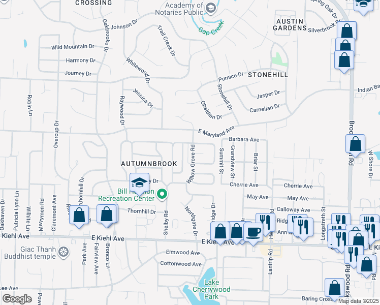 map of restaurants, bars, coffee shops, grocery stores, and more near 128 Greentree Road in Sherwood