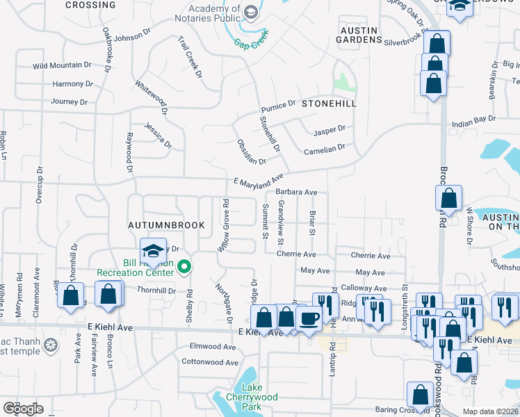 map of restaurants, bars, coffee shops, grocery stores, and more near 128 Plumdale Drive in Sherwood