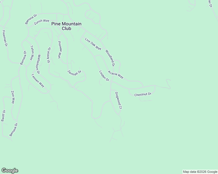 map of restaurants, bars, coffee shops, grocery stores, and more near 1621 Woodland Drive in Pine Mountain Club