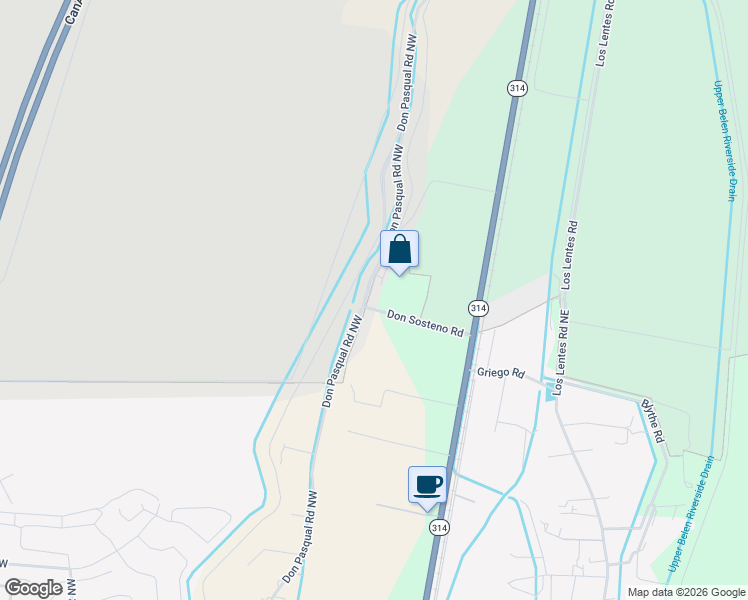 map of restaurants, bars, coffee shops, grocery stores, and more near 524 Don Sosteno Road in Los Lunas