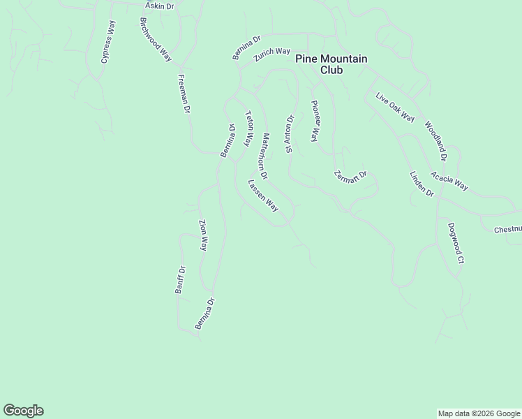 map of restaurants, bars, coffee shops, grocery stores, and more near 1628 Freeman Drive in Pine Mountain Club