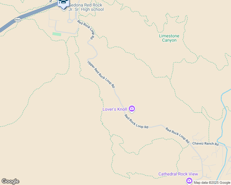 map of restaurants, bars, coffee shops, grocery stores, and more near 1891 Upper Red Rock Loop Road in Sedona